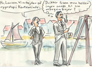 “Røgfri kommune?”, tegning af Ole Vedby Ole Vedby