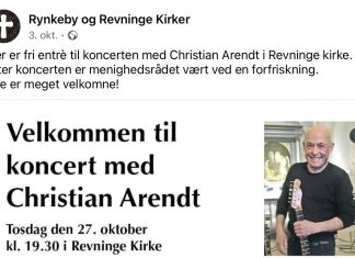 Gratis koncert med Christian Ahrendt på torsdag i Revninge Kirke