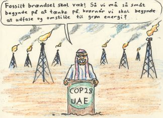Tegning af Ole Vedby: Stor aftale for klimaet? Ole Vedby Cop 28