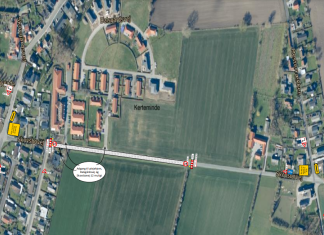 Midlertidig omkørsel i Rynkeby på grund af kloakarbejde Skovsbovej