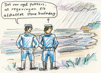 Tegning af Ole Vedby: Badesæsonen lader vente på sig Img564