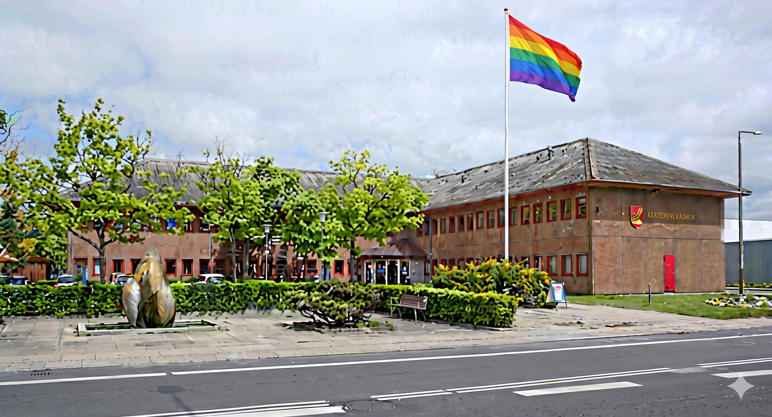 Regnbueflag ved rådhuset