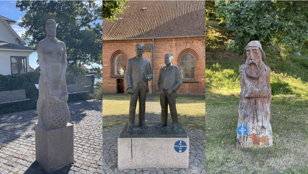 Collage med de tre skulpturer, Talking Statues