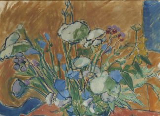 Fuglemalerens søster i fokus på ny udstilling på brormands museum Christine Swane Opstilling med blomster, 1935. Johannes Larsen Museet Foto Ole Friis
